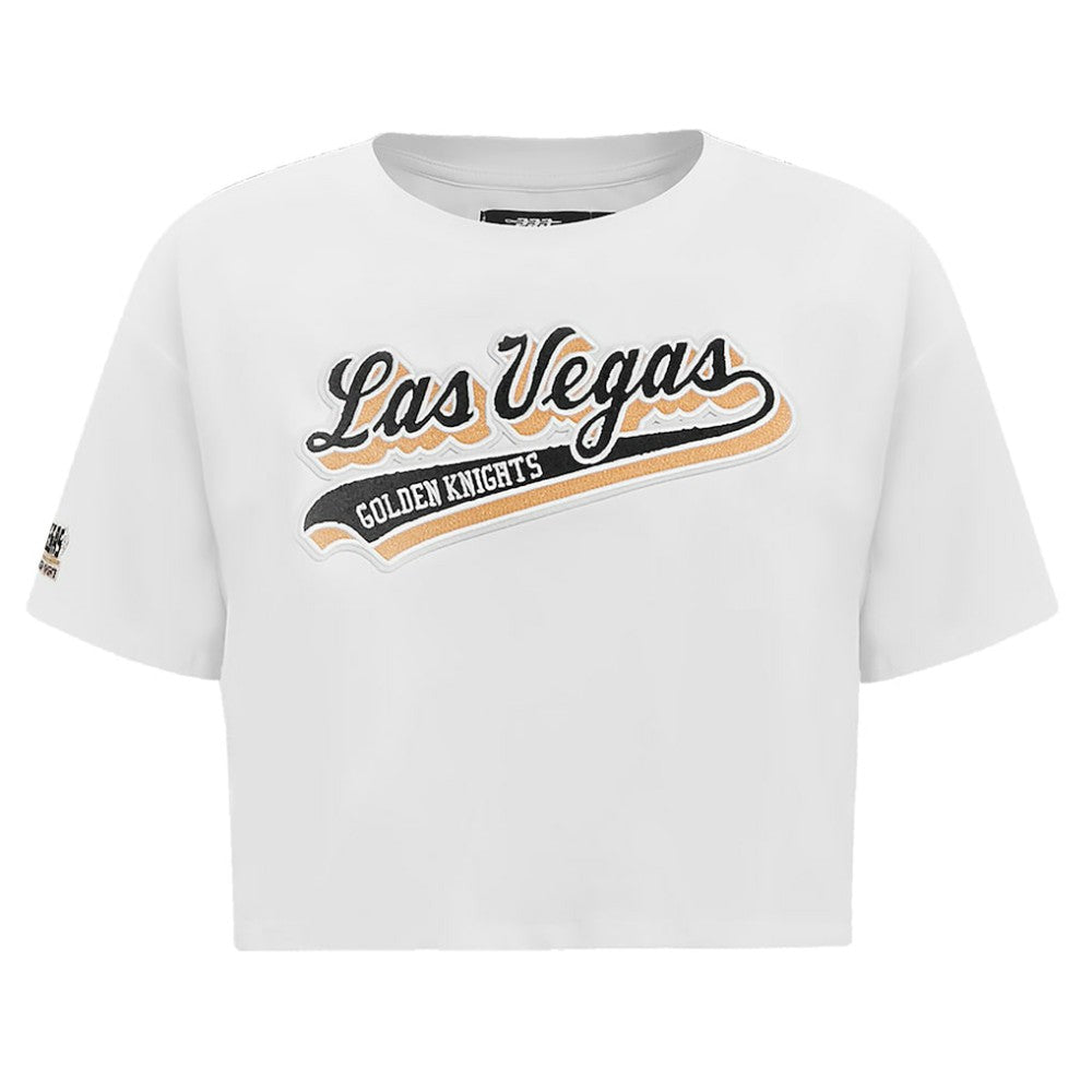 Vegas Golden Knights Pro Standard Women's Boxy Script Tail Cropped T-Shirt - White T-shirts