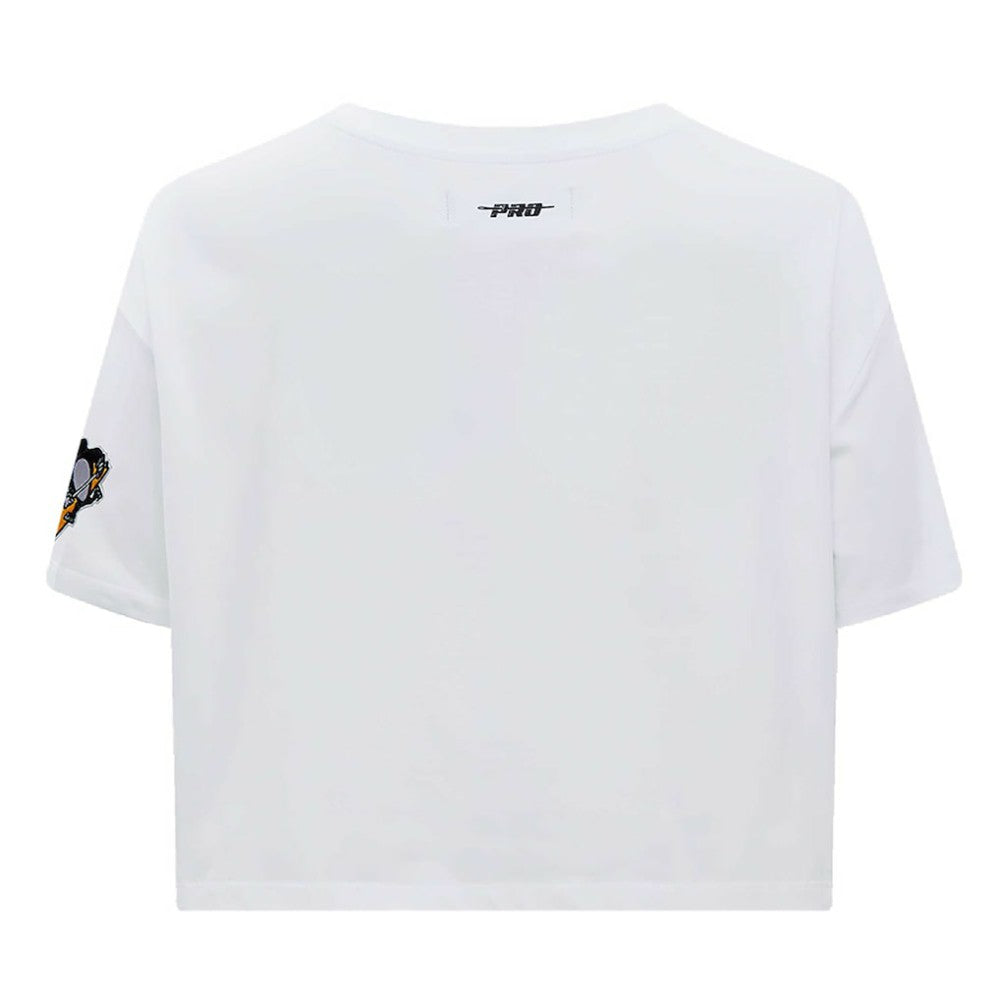 Pittsburgh Penguins Pro Standard Women's Boxy Script Tail Cropped T-Shirt - White T-shirts