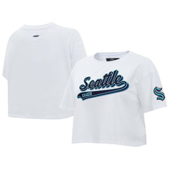 Seattle Kraken Pro Standard Women's Boxy Script Tail Cropped T-Shirt - White T-shirts