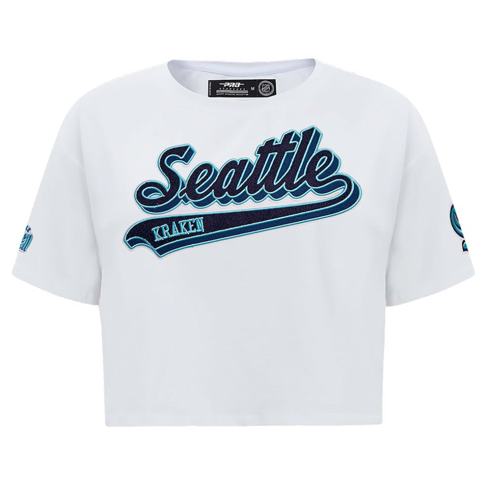 Seattle Kraken Pro Standard Women's Boxy Script Tail Cropped T-Shirt - White T-shirts