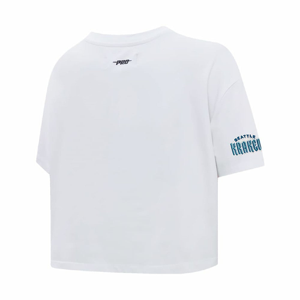 Seattle Kraken Pro Standard Women's Boxy Script Tail Cropped T-Shirt - White T-shirts