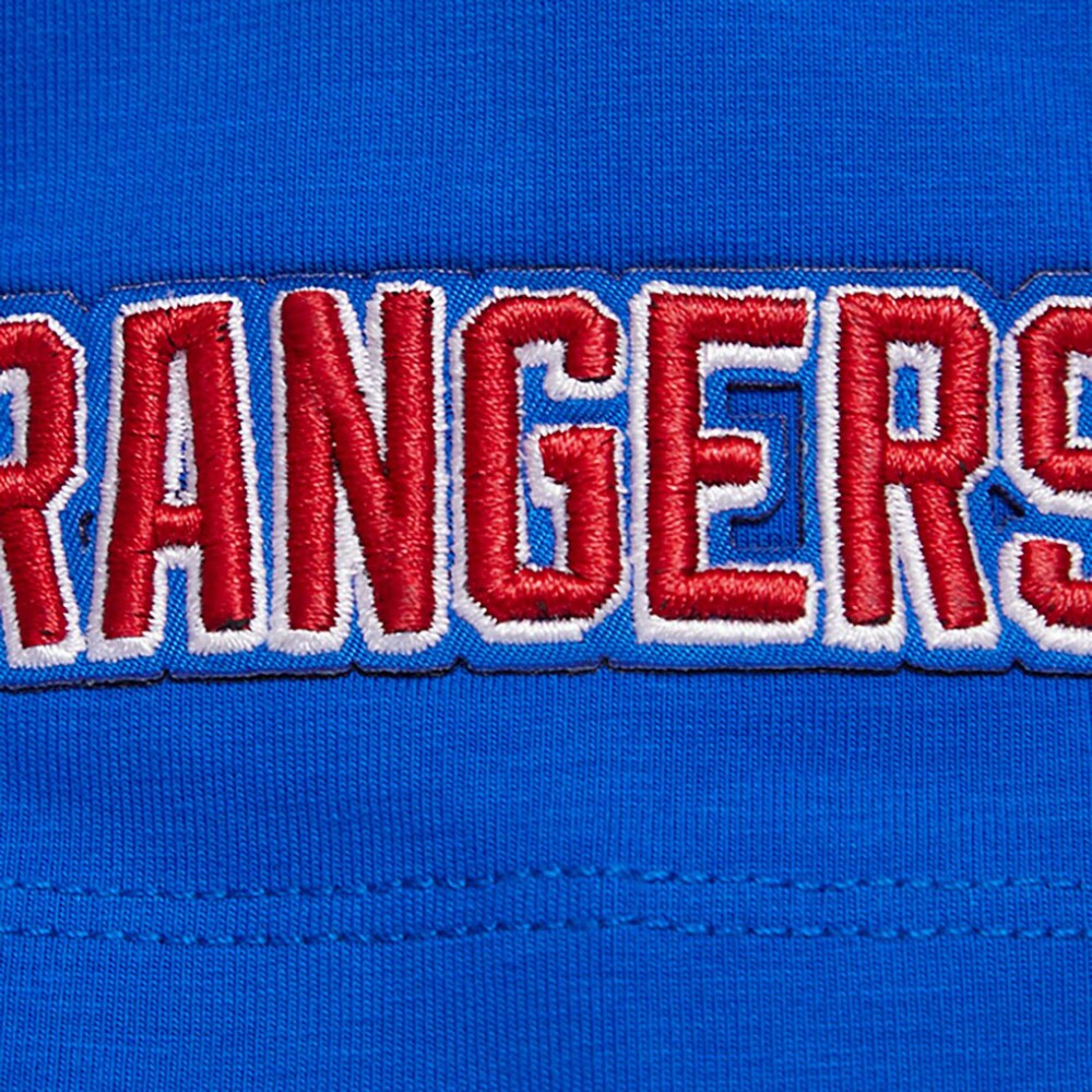 New York Rangers Pro Standard Women's Boxy Script Tail Cropped T-Shirt - Blue T-shirts