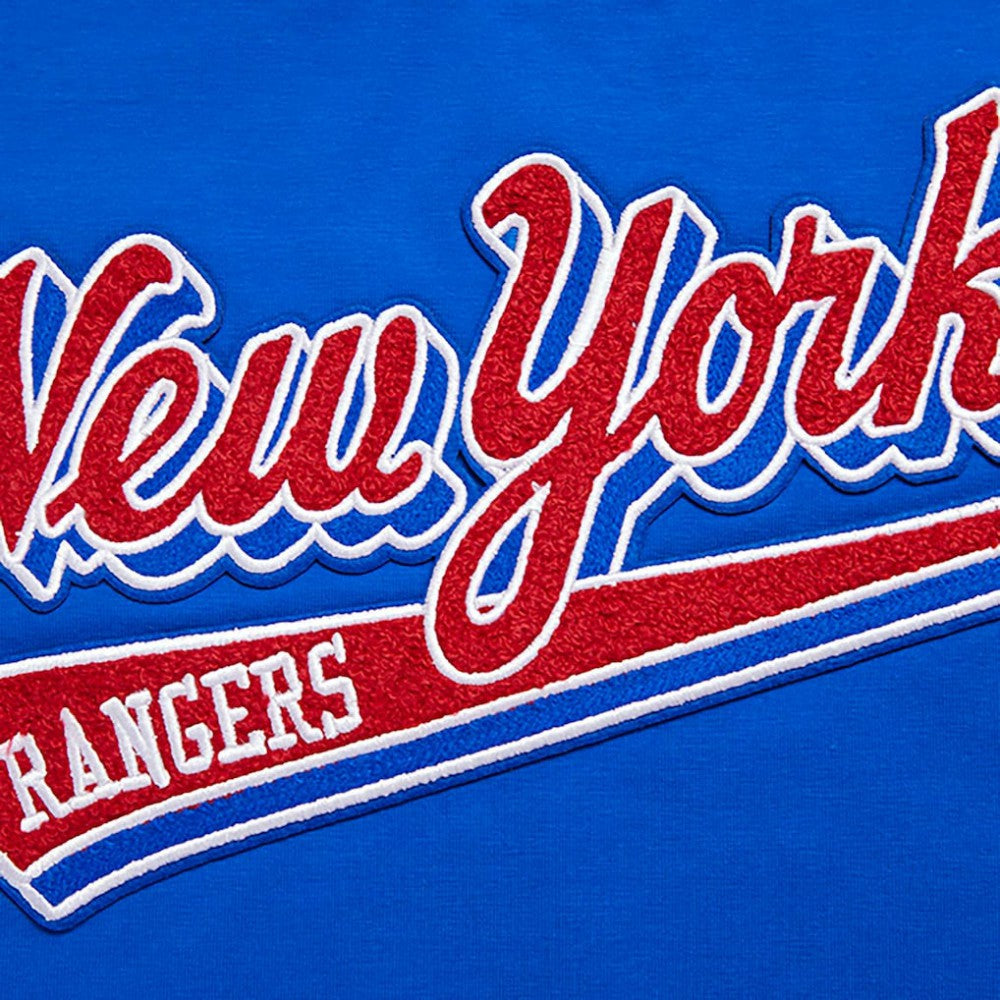 New York Rangers Pro Standard Women's Boxy Script Tail Cropped T-Shirt - Blue T-shirts