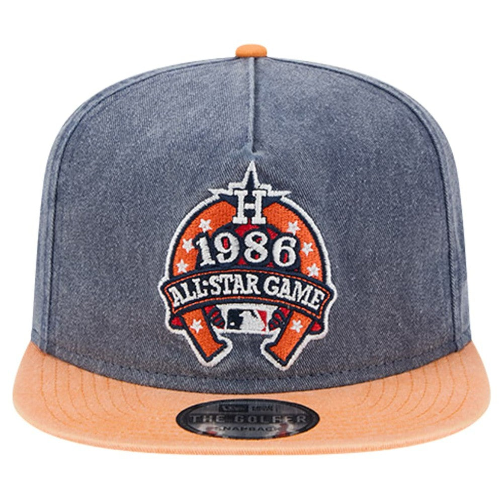 Houston Astros 1986 MLB All-Star Game Pigment Dye Golfer  Snapback Hat Navy/Orange