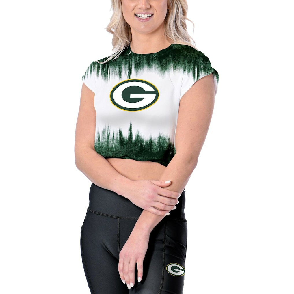 Green Bay Packers Certo Women's Cropped Framework T-Shirt - White cheap