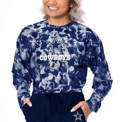 Dallas Cowboys Certo Women's Cropped Long Sleeve T-Shirt - Navy on sale