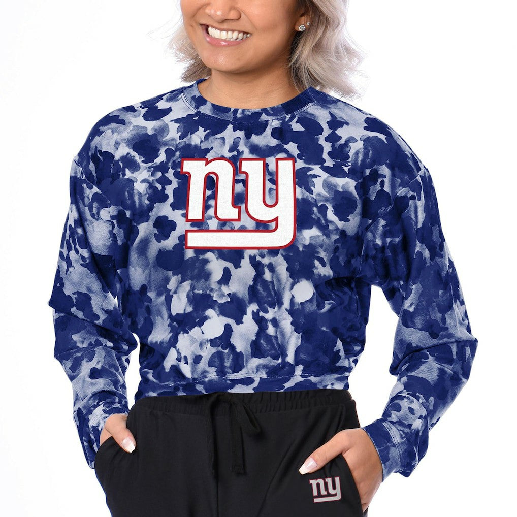 New York Giants Certo Women's Cropped Long Sleeve T-Shirt - Royal on sale