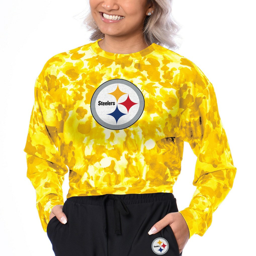 Pittsburgh Steelers Certo Women's Cropped Long Sleeve T-Shirt - Gold on sale