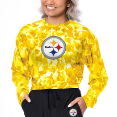 Pittsburgh Steelers Certo Women's Cropped Long Sleeve T-Shirt - Gold on sale