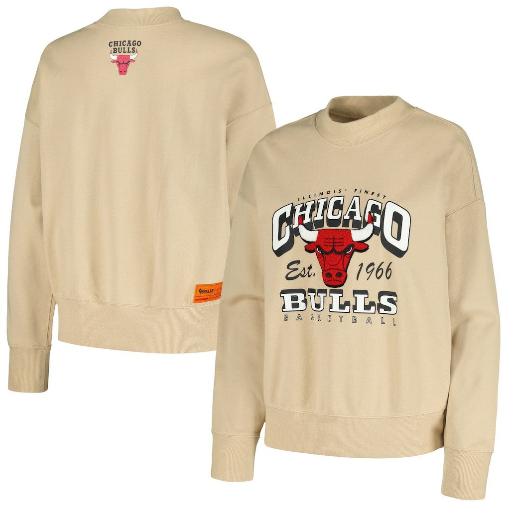 Chicago Bulls Qore Women's Oversized Cozy Mock Neck Pullover Sweatshirt - Cream sale