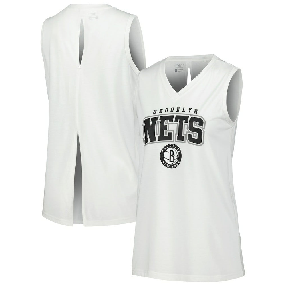 Brooklyn Nets Levelwear Women's Paisley Peekaboo Tank Top - White sale