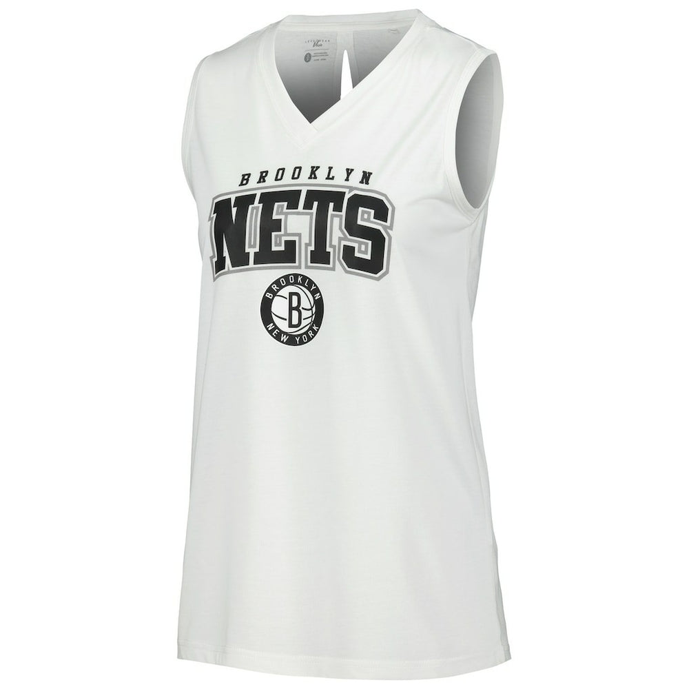 Brooklyn Nets Levelwear Women's Paisley Peekaboo Tank Top - White sale