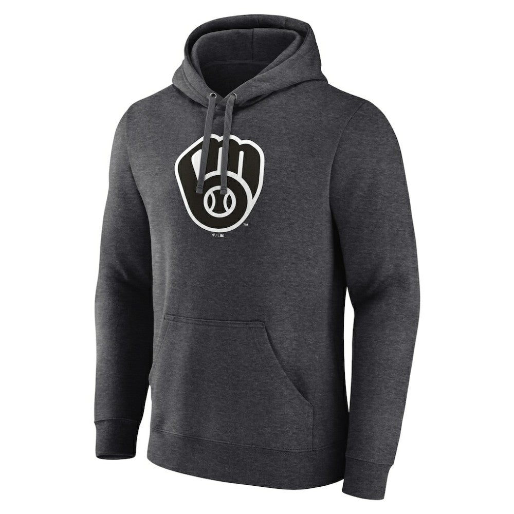 Milwaukee Brewers Personalized Monochrome Name & Number Pullover Hoodie Charcoal