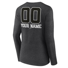 Milwaukee Brewers Women's Personalized Monochrome Name & Number Long Sleeve V-Neck T-Shirt Charcoal
