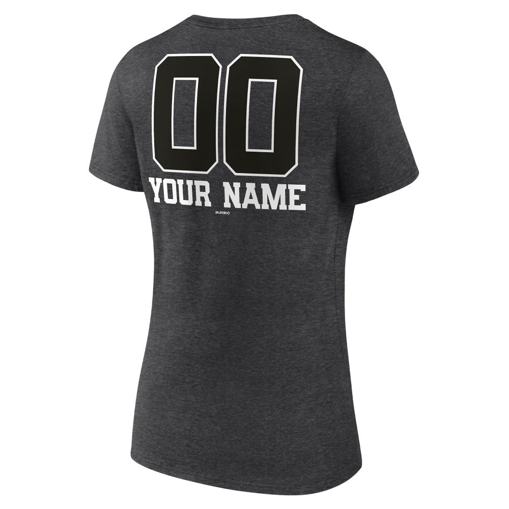 Milwaukee Brewers Women's Personalized Monochrome Name & Number V-Neck T-Shirt Charcoal