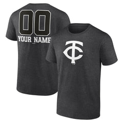 Minnesota Twins Personalized Monochrome Name & Number T-Shirt Charcoal