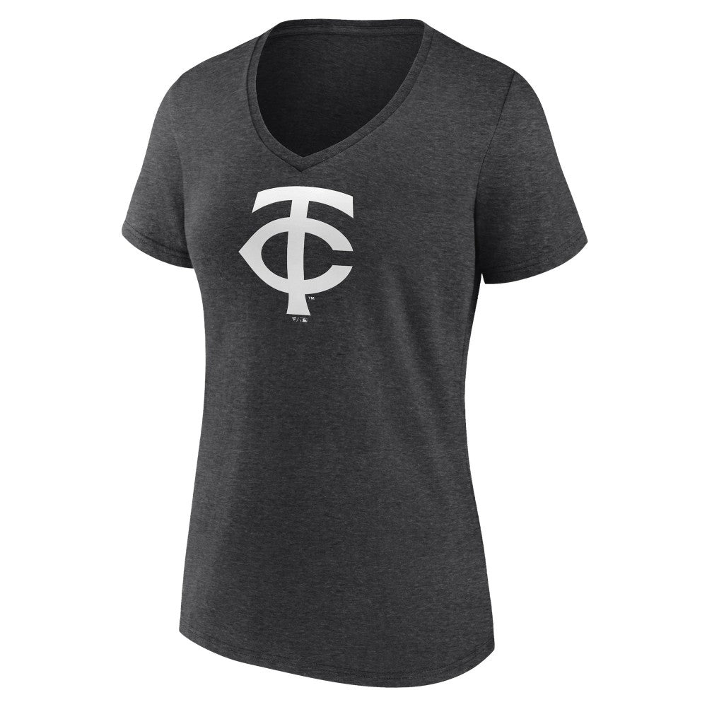 Minnesota Twins Women's Personalized Monochrome Name & Number V-Neck T-Shirt Charcoal