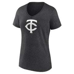 Minnesota Twins Women's Personalized Monochrome Name & Number V-Neck T-Shirt Charcoal