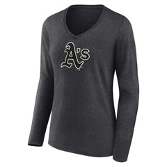 Athletics Women's Personalized Monochrome Name & Number Long Sleeve V-Neck T-Shirt Charcoal