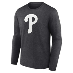 Philadelphia Phillies Personalized Monochrome Name & Number Long Sleeve T-Shirt Charcoal