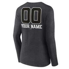 Philadelphia Phillies Women's Personalized Monochrome Name & Number Long Sleeve V-Neck T-Shirt Charcoal