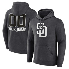 San Diego Padres Personalized Monochrome Name & Number Pullover Hoodie Charcoal
