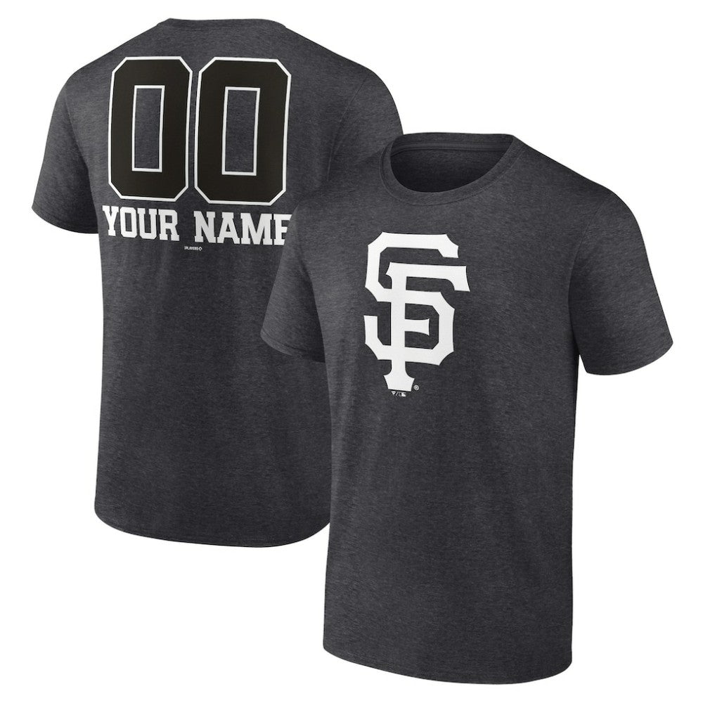 San Francisco Giants Personalized Monochrome Name & Number T-Shirt Charcoal