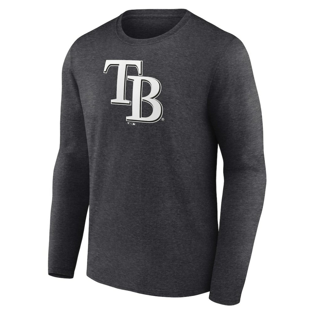 Tampa Bay Rays Personalized Monochrome Name & Number Long Sleeve T-Shirt Charcoal