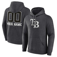 Tampa Bay Rays Personalized Monochrome Name & Number Pullover Hoodie Charcoal
