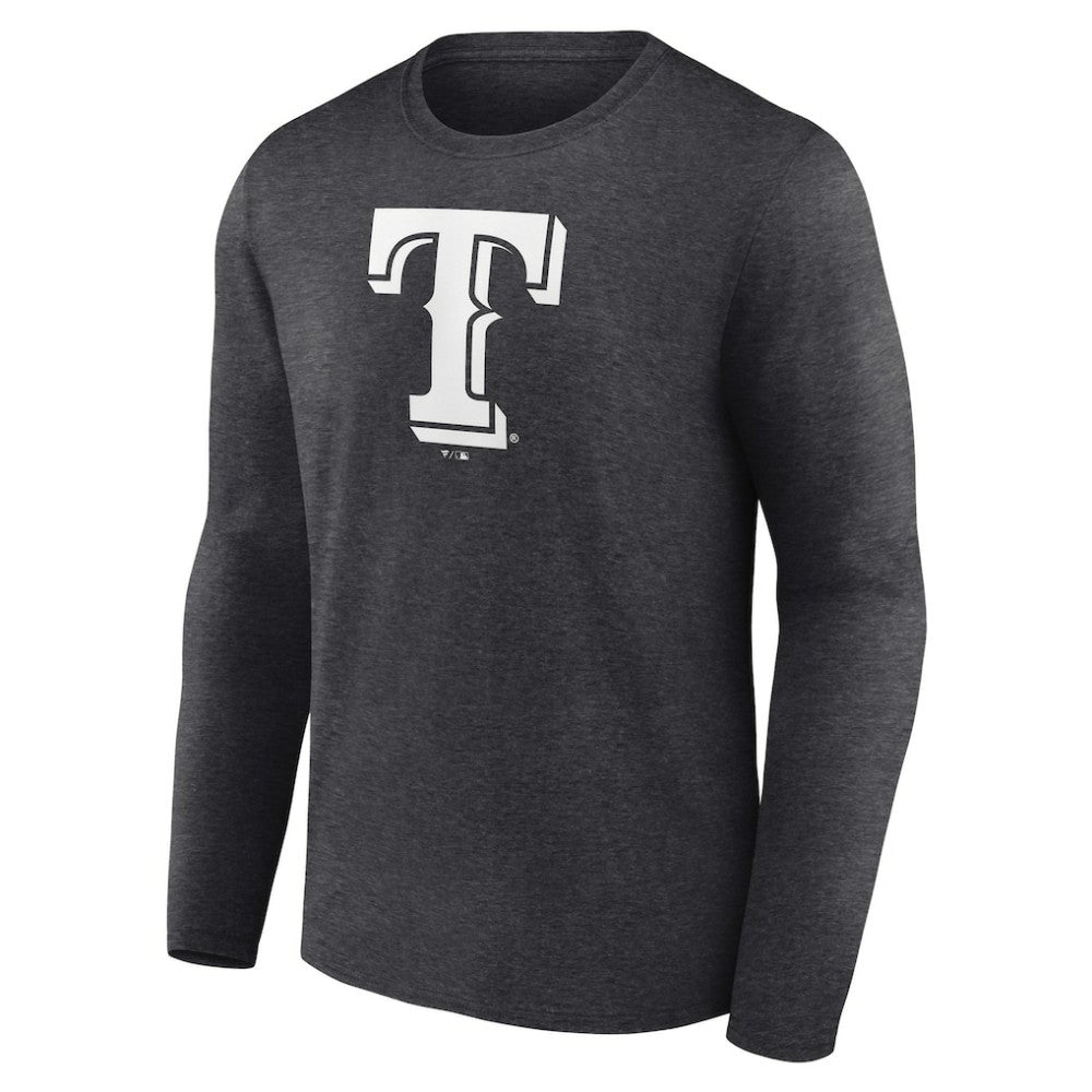 Texas Rangers Personalized Monochrome Name & Number Long Sleeve T-Shirt Charcoal