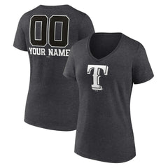 Texas Rangers Women's Personalized Monochrome Name & Number V-Neck T-Shirt Charcoal