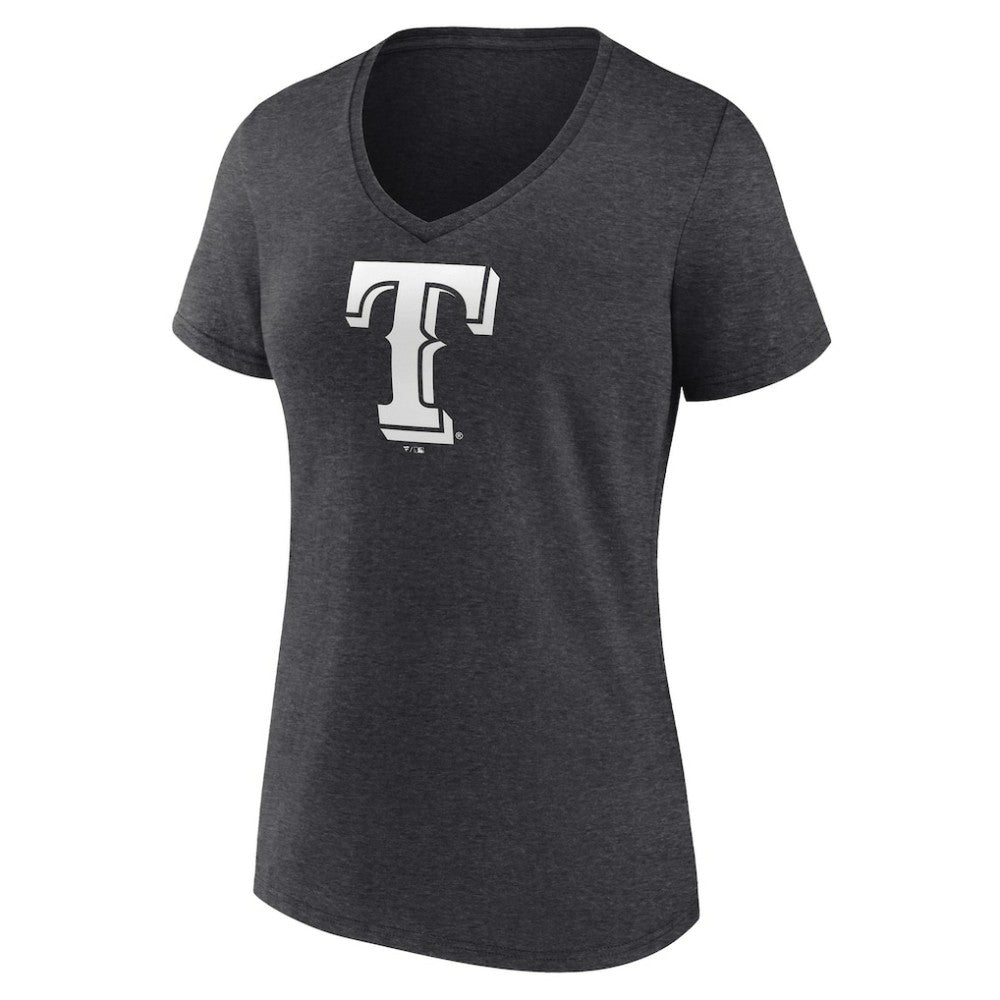 Texas Rangers Women's Personalized Monochrome Name & Number V-Neck T-Shirt Charcoal