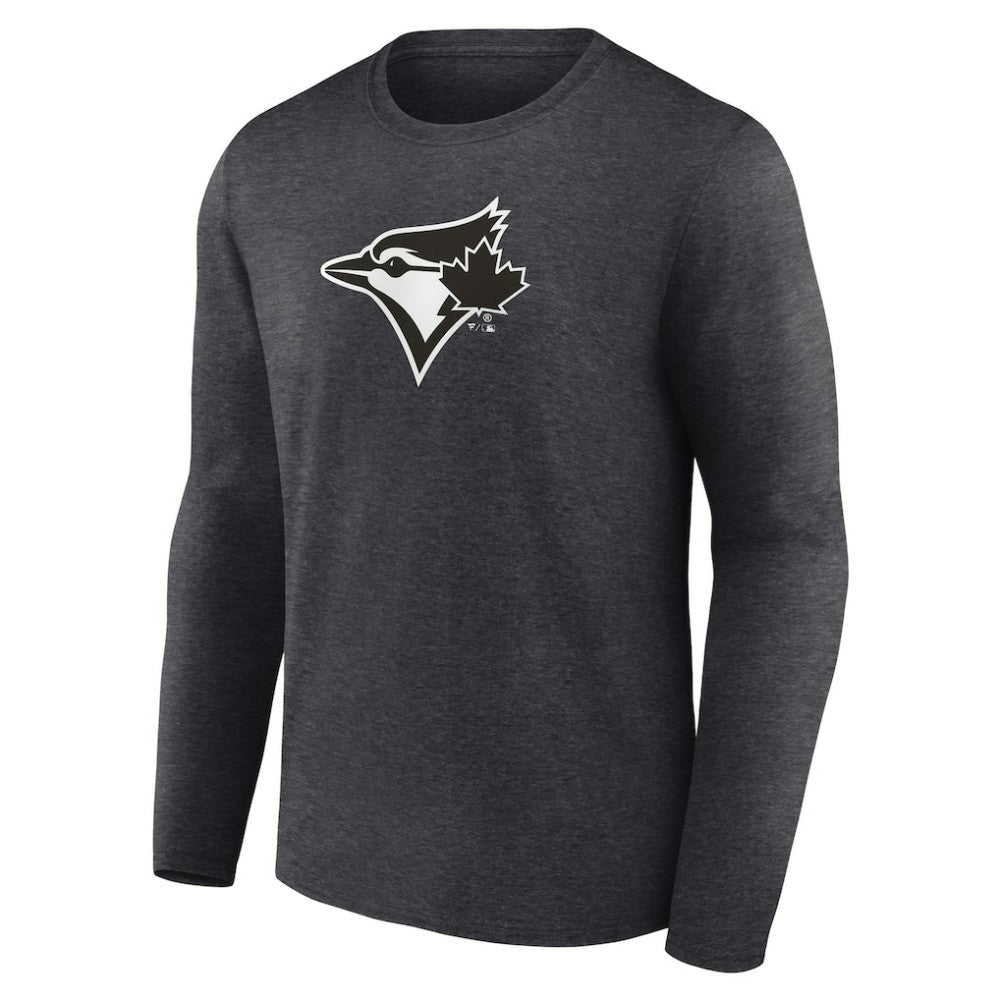 Toronto Blue Jays Personalized Monochrome Name & Number Long Sleeve T-Shirt Charcoal