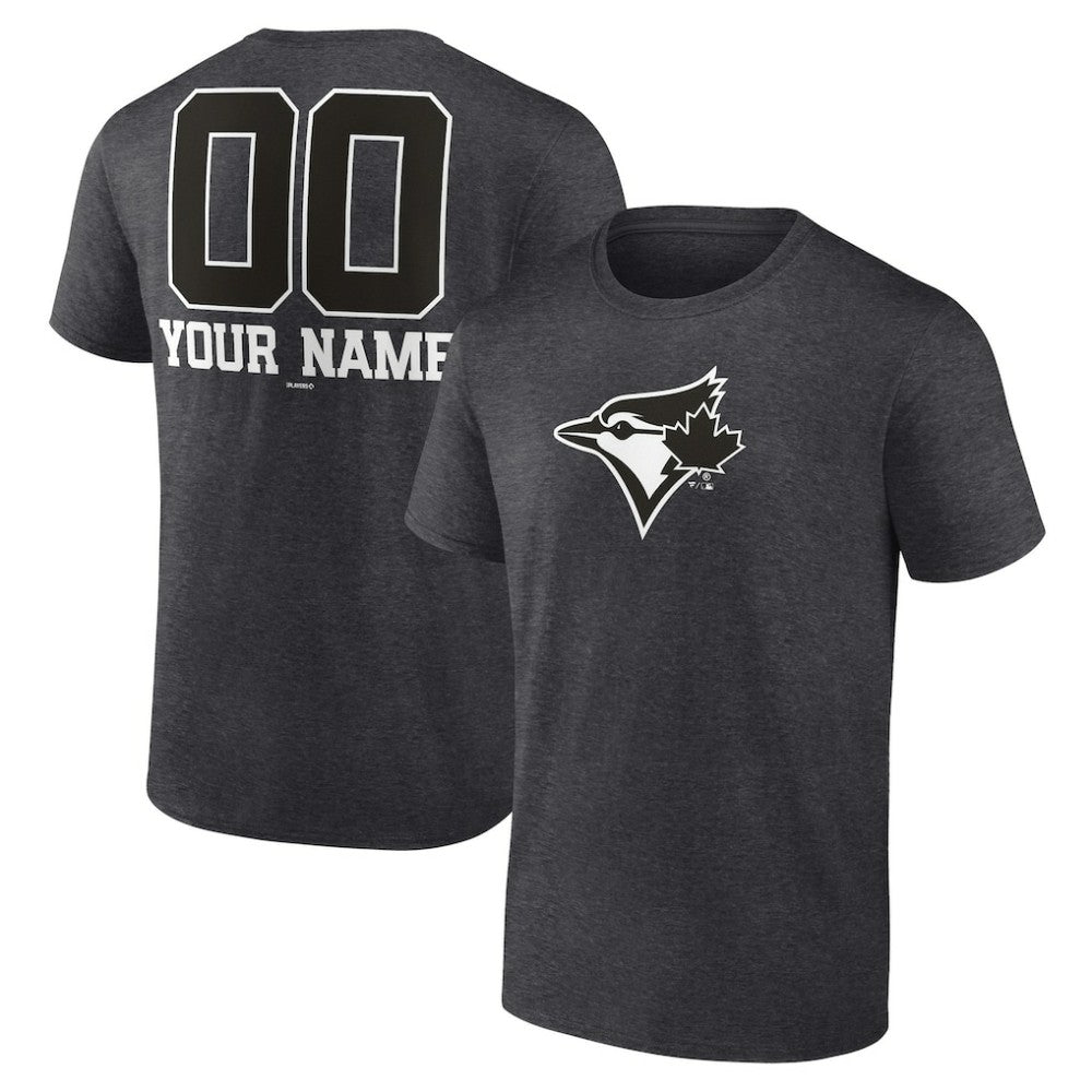 Toronto Blue Jays Personalized Monochrome Name & Number T-Shirt Charcoal