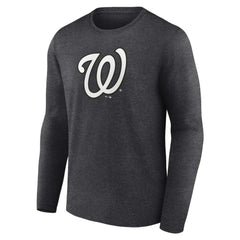 Washington Nationals Personalized Monochrome Name & Number Long Sleeve T-Shirt Charcoal