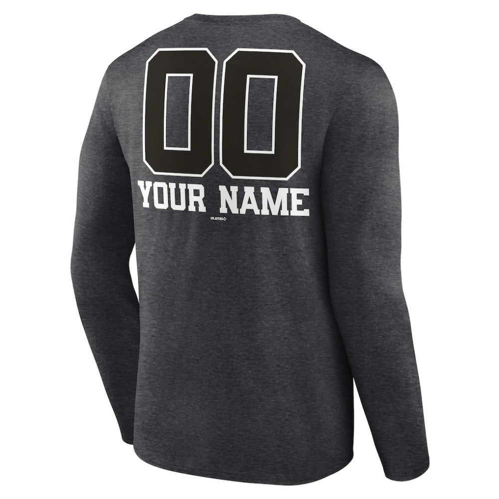 Washington Nationals Personalized Monochrome Name & Number Long Sleeve T-Shirt Charcoal