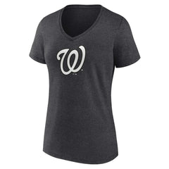 Washington Nationals Women's Personalized Monochrome Name & Number V-Neck T-Shirt Charcoal