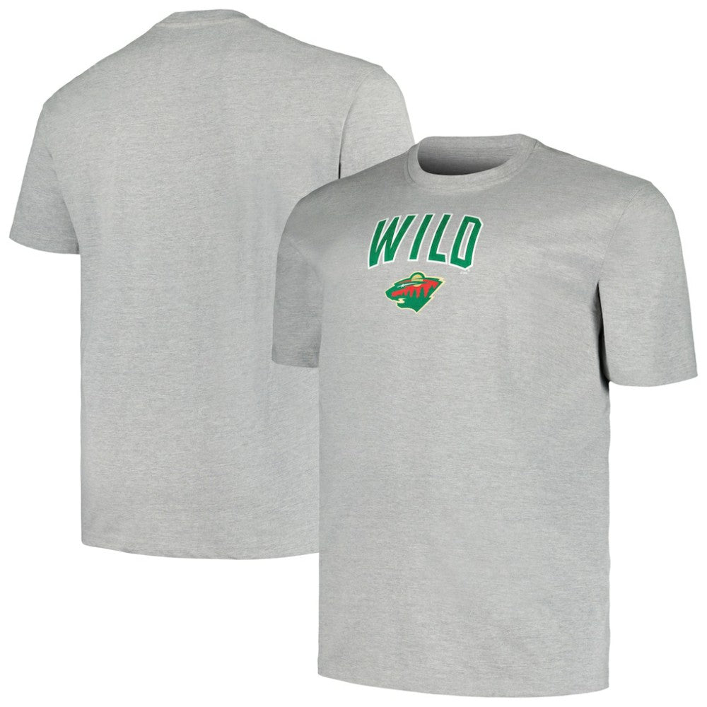 Minnesota Wild Profile Big & Tall Arch Over Logo T-Shirt - Heather Gray T-shirts