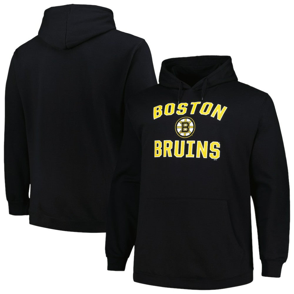 Boston Bruins Profile Big & Tall Arch Over Logo Pullover Hoodie - Black Hoodies