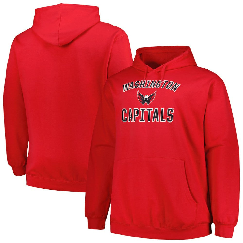 Washington Capitals Profile Big & Tall Arch Over Logo Pullover Hoodie - Red Hoodies