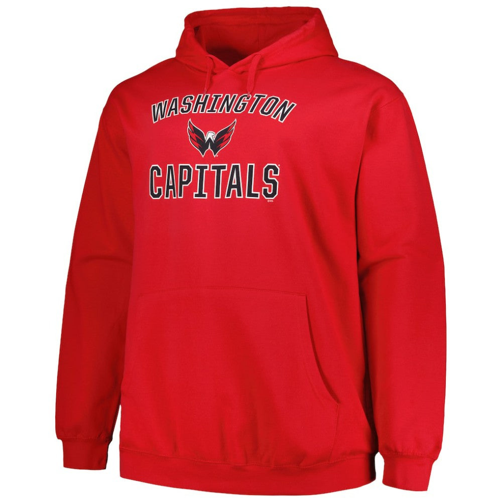Washington Capitals Profile Big & Tall Arch Over Logo Pullover Hoodie - Red Hoodies