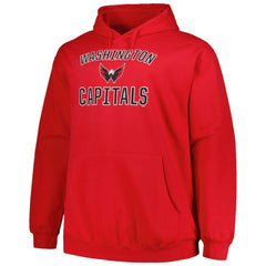 Washington Capitals Profile Big & Tall Arch Over Logo Pullover Hoodie - Red Hoodies