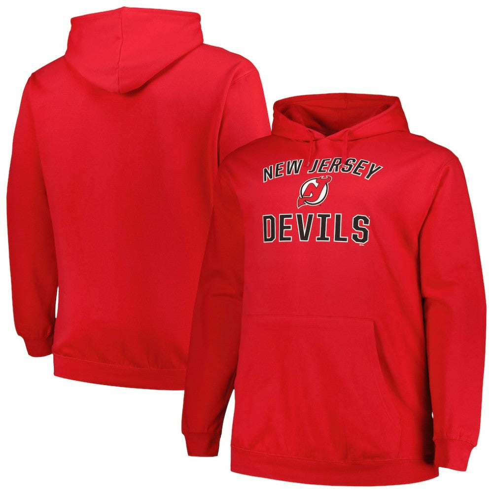 New Jersey Devils Profile Big & Tall Arch Over Logo Pullover Hoodie - Red Jerseys