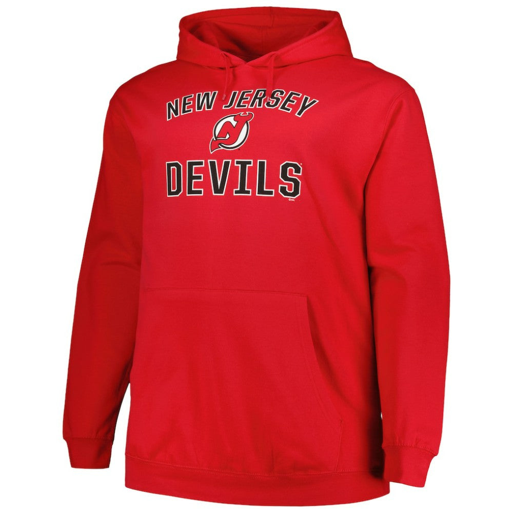 New Jersey Devils Profile Big & Tall Arch Over Logo Pullover Hoodie - Red Jerseys