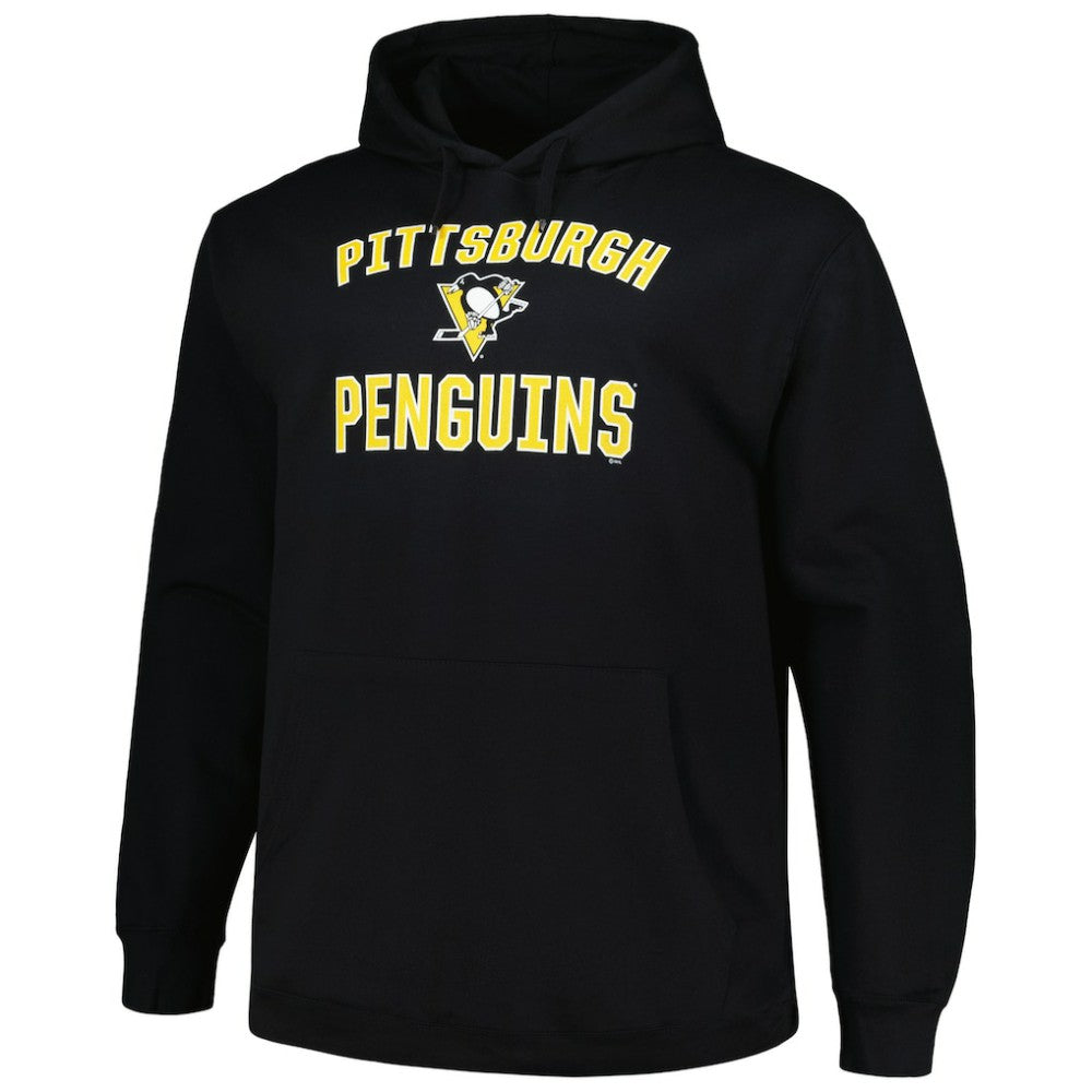 Pittsburgh Penguins Profile Big & Tall Arch Over Logo Pullover Hoodie - Black Hoodies