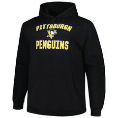 Pittsburgh Penguins Profile Big & Tall Arch Over Logo Pullover Hoodie - Black Hoodies