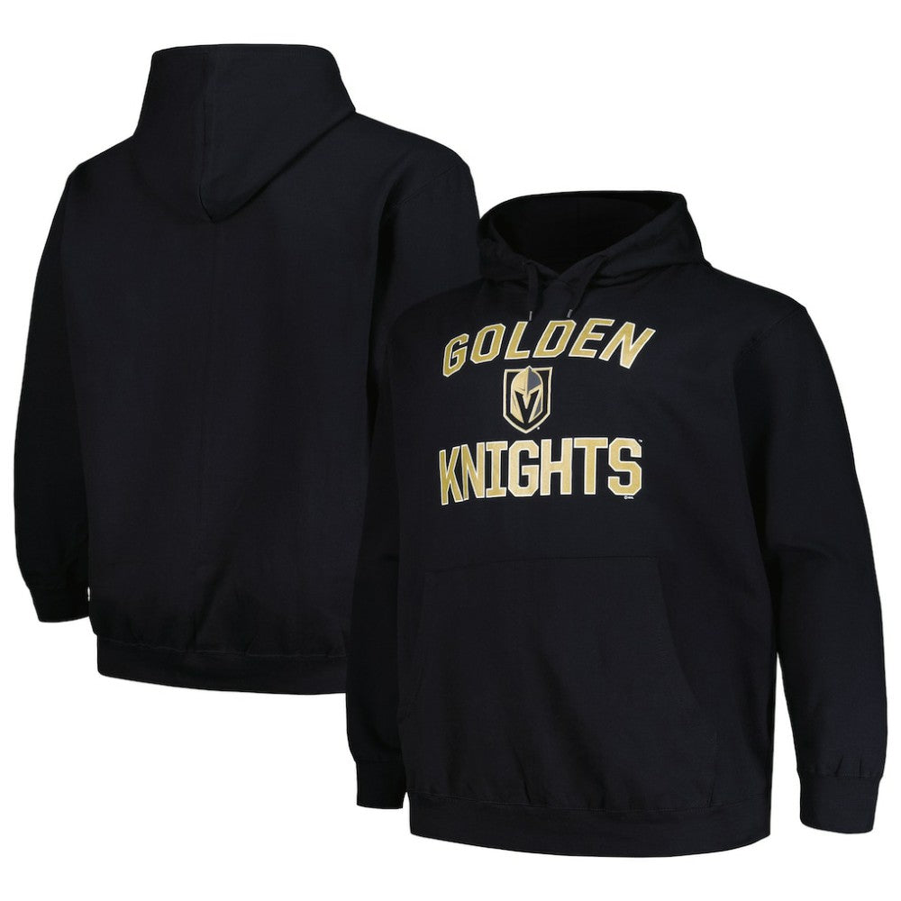 Vegas Golden Knights Profile Big & Tall Arch Over Logo Pullover Hoodie - Black Hoodies