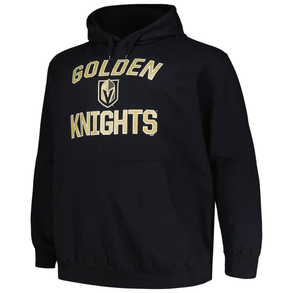 Vegas Golden Knights Profile Big & Tall Arch Over Logo Pullover Hoodie - Black Hoodies