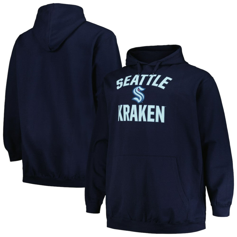 Seattle Kraken Profile Big & Tall Arch Over Logo Pullover Hoodie - Deep Sea Blue Hoodies