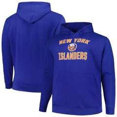 New York Islanders Profile Big & Tall Arch Over Logo Pullover Hoodie - Royal Hoodies